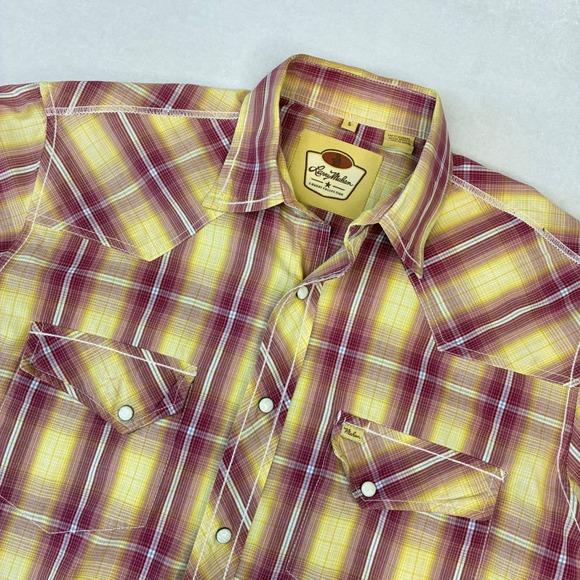 Larry Mahan Other - Larry Mahan Western Shirt Mens Small‎ Yellow Red Plaid Pearl Snap LM-1310706NS